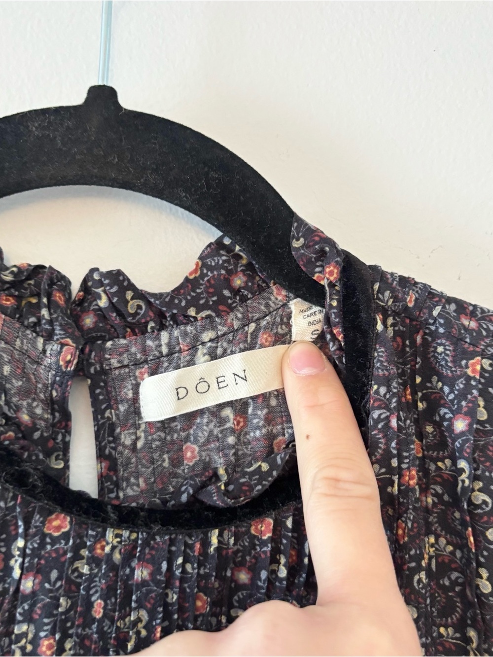 Doen Clay Dress in Black Mafia Maxi 3/4 Puff Sleeves Floral Print Tiered Ruffle - Picture 6 of 10